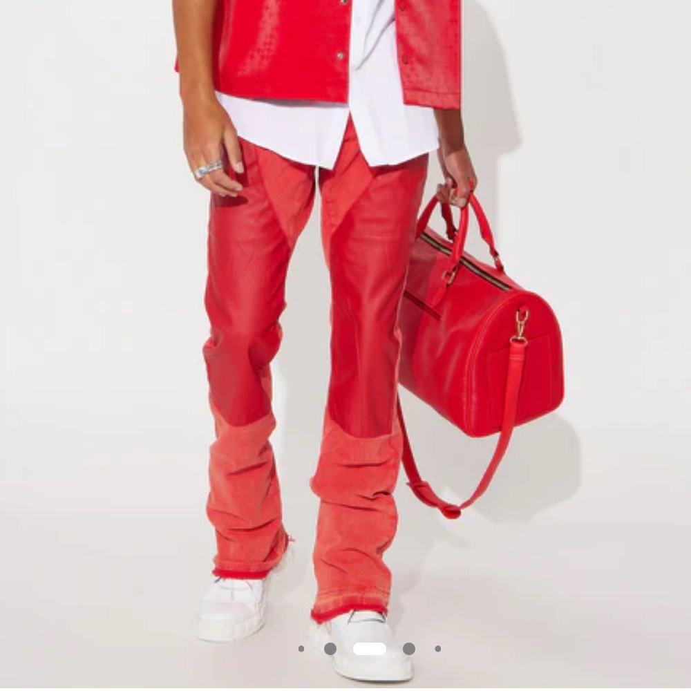 NovaMen Red Count On It Stacked Skinny Fit Flare Jeans